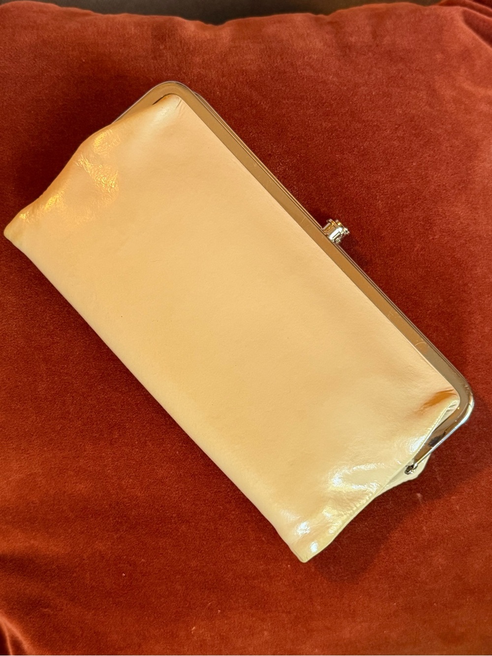 HOBO Tan Patent Lauren Leather Clutch Wallet